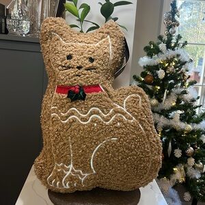 Brooks Brothers Gingerbread Cat Holiday Pillow~NEW!